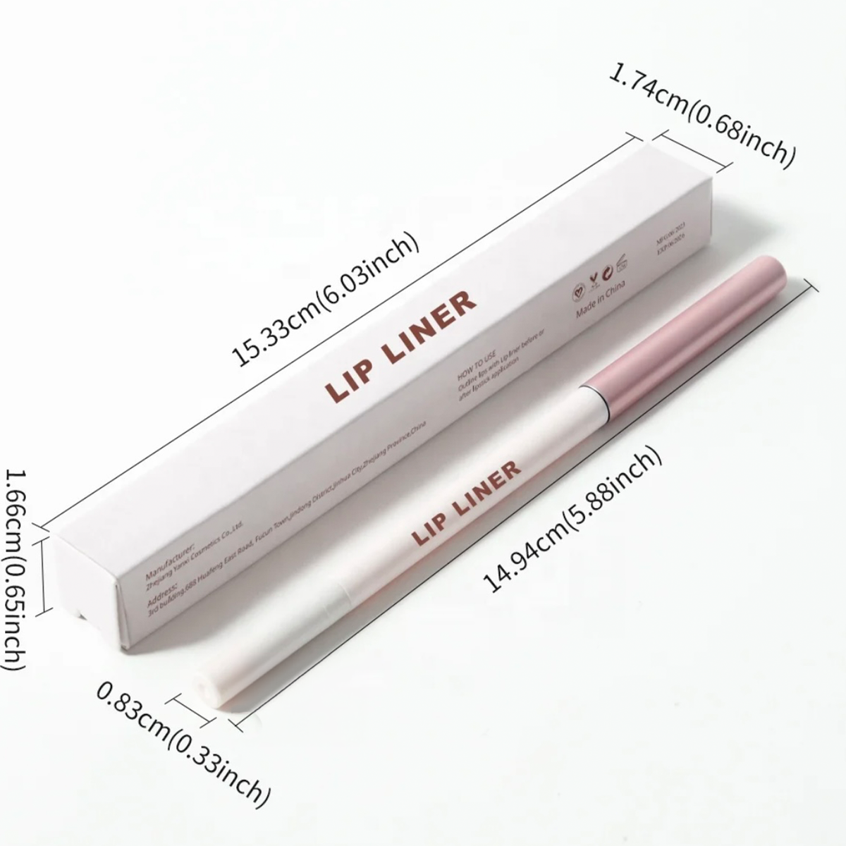 Waterproof White Retractable Creamy Lip Liner with Brush and Sharpener High Pigmented Lipliner Pencil