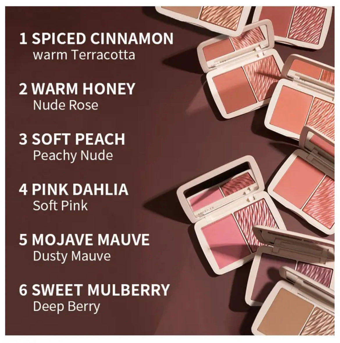 2-in-1 Matte Blush and Shimmer Highlighter Duo, Cream Powder Highlighter Palette