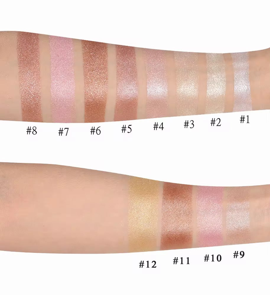 Super Pigment Vegan Shimmer Glow Pressed Highlighter Powders 12 shades (Free Shipping)