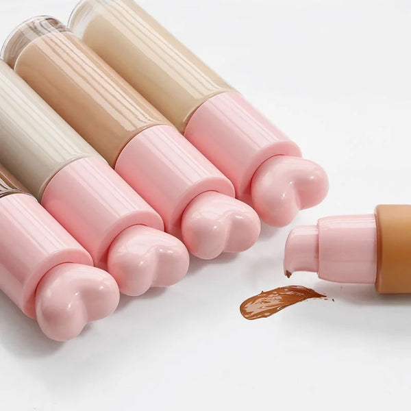 Custom Cute Pink Heart Shaped Full Waterproof Coverage Long Lasting Matte SPF20 Liquid Foundation 30 Shades