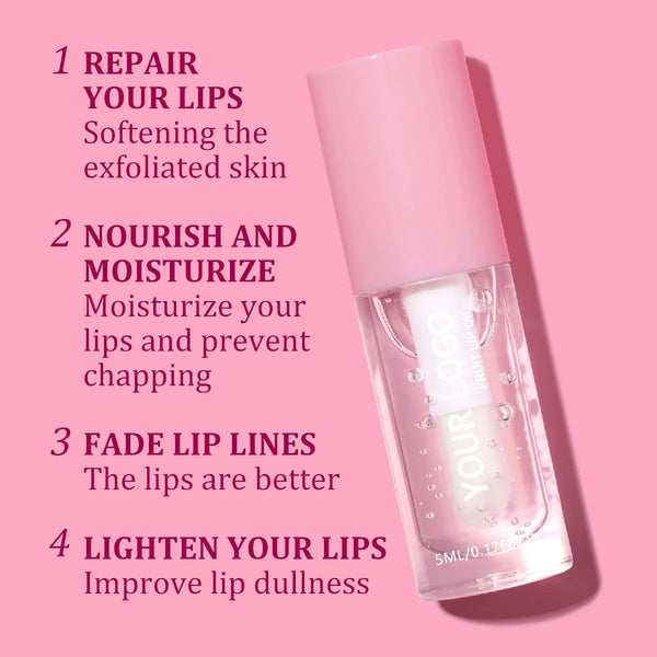 Pink Non-Sticky Nourishing Natural Shine Tinted Moisturizing Hydrating Juicy Lip Oil