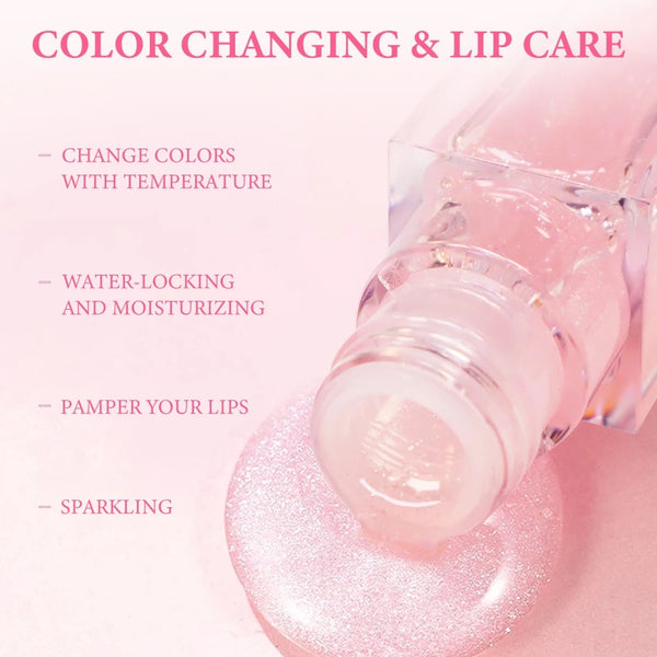 Clear Plumping Lipgloss, Moisturizing Fruity Tinted Color Changing Lip Oil