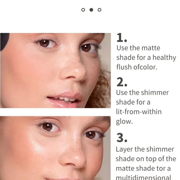 2-in-1 Matte Blush and Shimmer Highlighter Duo, Cream Powder Highlighter Palette