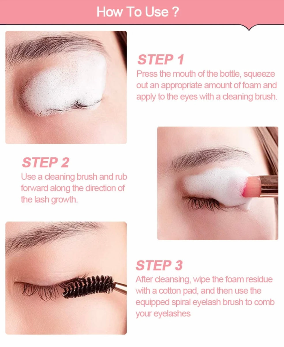 Eyelash Cleaning Foam, Foam Lash Bath, Lash Shampoos, Shampoo for Lash Extensions 60ml