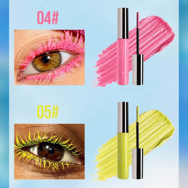 Waterproof Long Lasting High Pigmented/ Sparkle Glitter Colored Mascaras 7 Colors