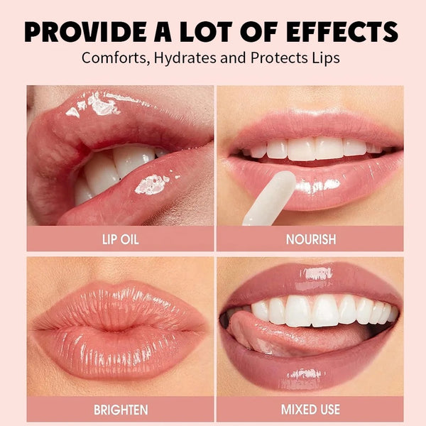 Hydrating Lip Glow Oil, Customizable Moisturizing Tinted Nourishing Juicy Lip Oil