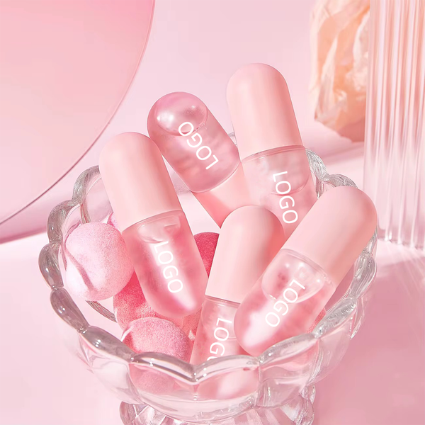 Custom Pink Crystal Stone Anti Lip Line, Moisturizing Transparent Plumping Lip Oil