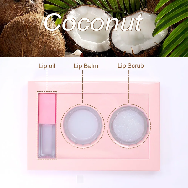 Nourishing, Moisturizing and Exfoliating Lip Care Trio, Organic Collagen Sugar Lip Scrub, Hydrating Lip Mask and Lip Oil Kit, Lip Care Set 7 Flavors