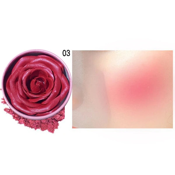 Custom 3D Rose Petal Blush Highlighter Flower, Cheek Shimmer Blusher Tint Rose Blush 4 Shades