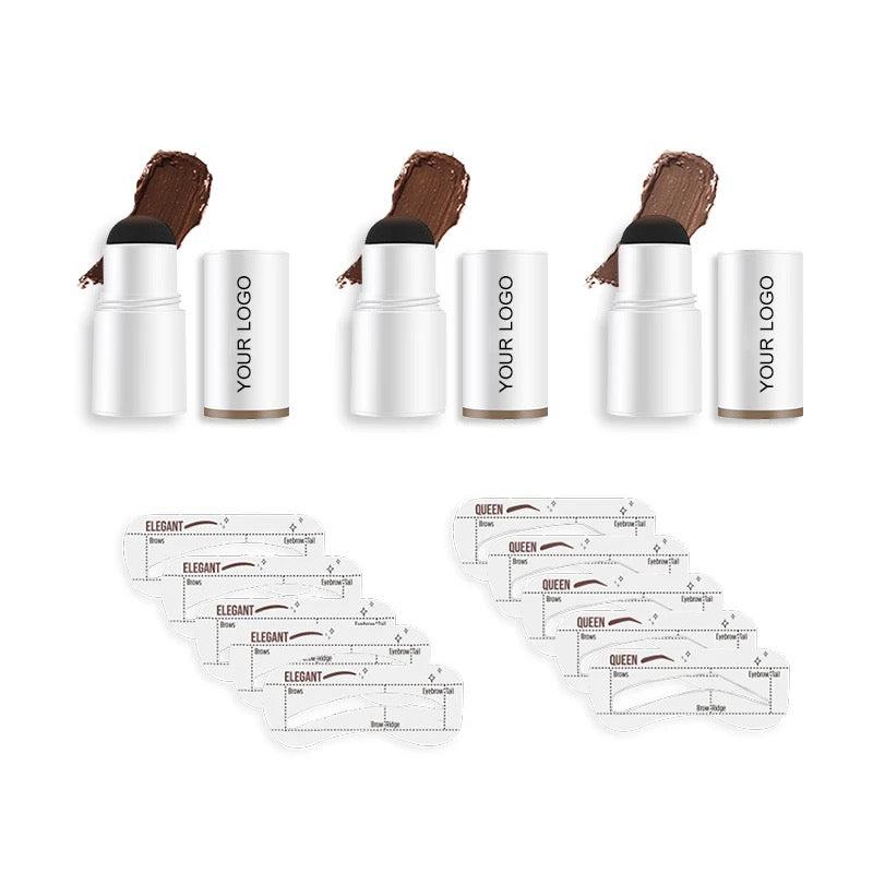 Waterproof Makeup Brow Tinting Kit Eyebrow Stencil Stamp Kit 3 Shades