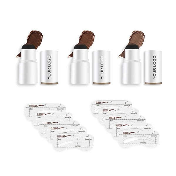 Waterproof Makeup Brow Tinting Kit Eyebrow Stencil Stamp Kit 3 Shades