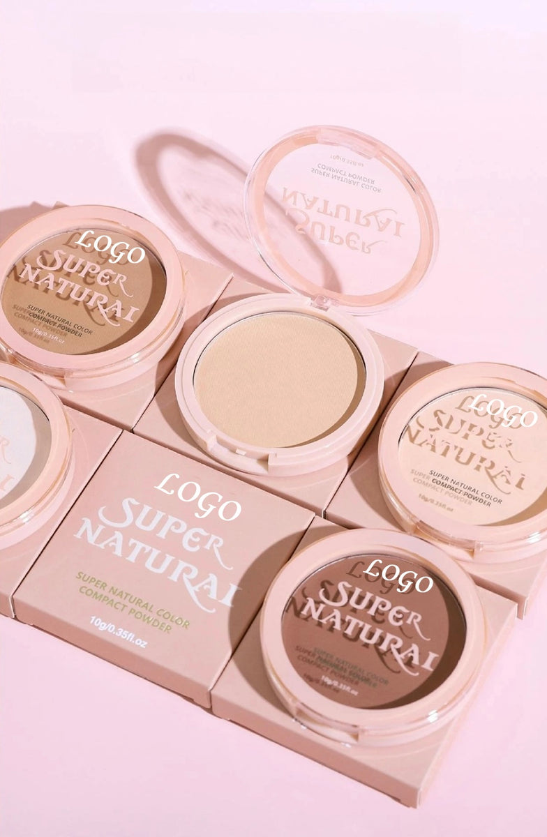 Custom Pink Light Powder Foundation Oil Control Waterproof Pressed Powder Long Lasting Concealing Natural Compact Powder