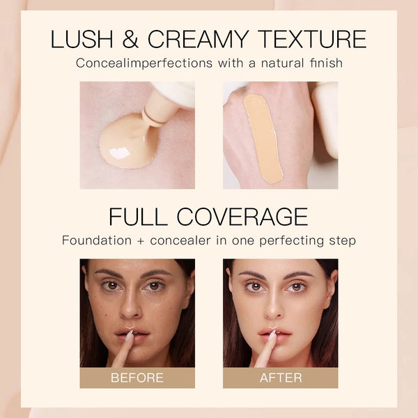Custom Liquid Foundation Makeup Brush Kit, SPF Full Coverage Waterproof Concealer  Foundation Makeup with Brush