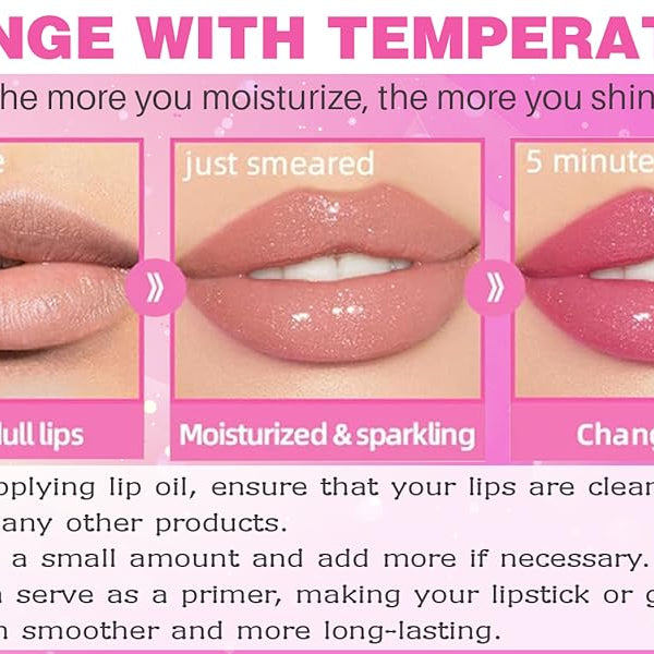 Clear Plumping Lipgloss, Moisturizing Fruity Tinted Color Changing Lip Oil