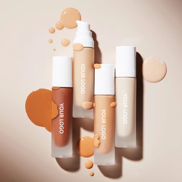 Black Pump Bottle Matte Cream Foundation 30ml Full Coverage Makeup Base, Long Lasting Waterproof Concealer, Custom Liquid Foundation 18 Shades