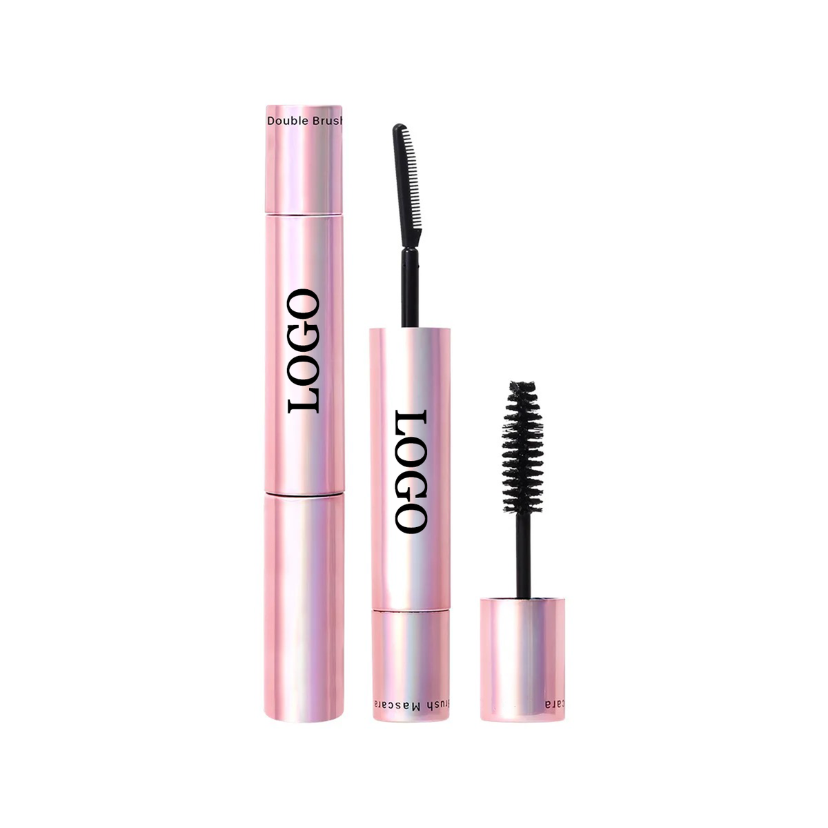 Waterproof Long Lasting Rose Gold Hold Double Head 2-in-1 Lengthening Thickening Long Fiber Luxurious Mascara