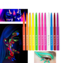 Fluorescent Eyeliner, Waterproof Colored UV Glow Neon Eyeliner Pencil, Halloween Paint Glow in the Dark Eyeliner. 12 Shades