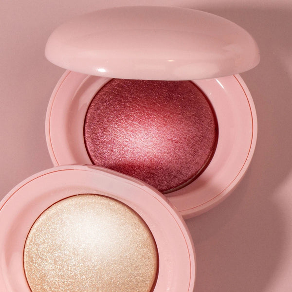 Custom Cute Pink Single Tint Palette, High Pigment Pressed Powder, Luminous Silky Baked Highlighter Blush. 8 Shades