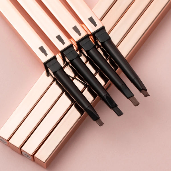 Rose Gold Eyebrow Liner With Brush, Ultra Thin Waterproof Cream Brow Pencil 4 Shades