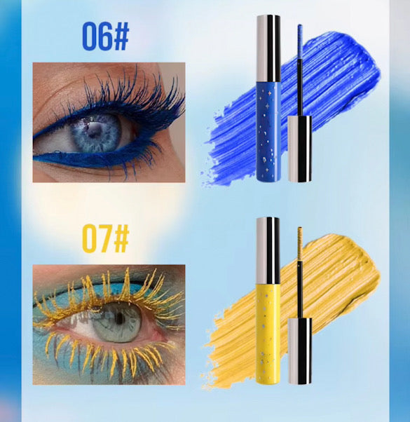 Waterproof Long Lasting High Pigmented/ Sparkle Glitter Colored Mascaras 7 Colors