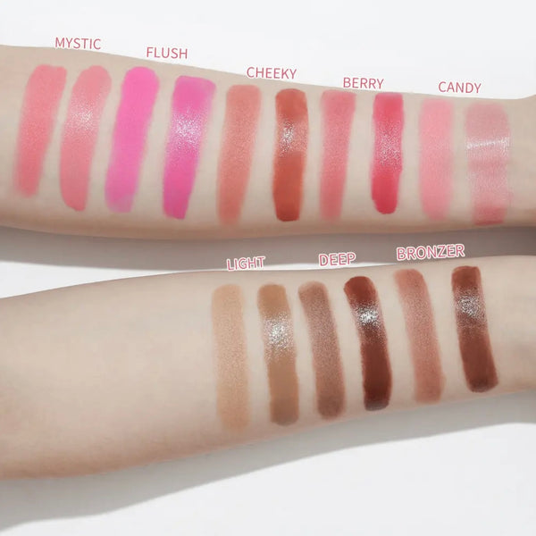 Long Lasting Cheek Lip Bronzer, Creamy Blush Palette, 2-in-1 Cream and Powder Blush Duo