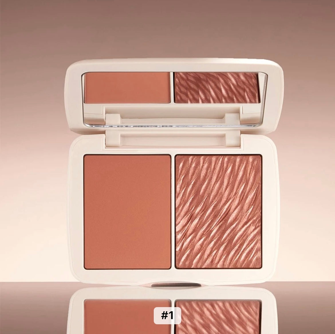 2-in-1 Matte Blush and Shimmer Highlighter Duo, Cream Powder Highlighter Palette