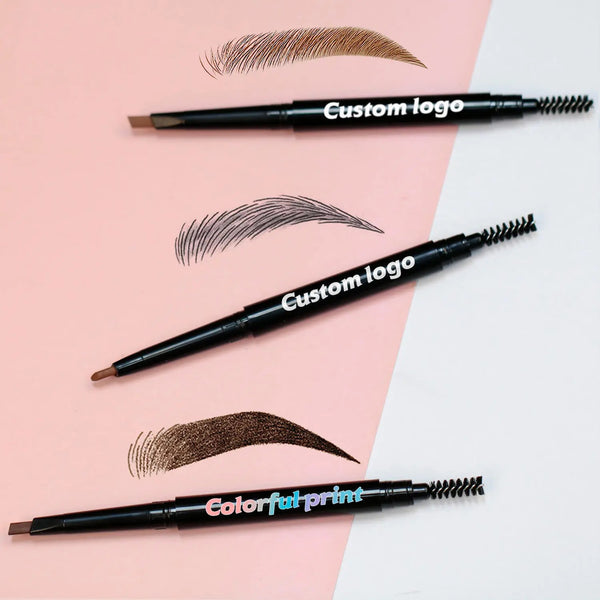 2-in-1 Waterproof Hair Strokes Eyebrow Pencil with Spoolie Brush 4 Shades