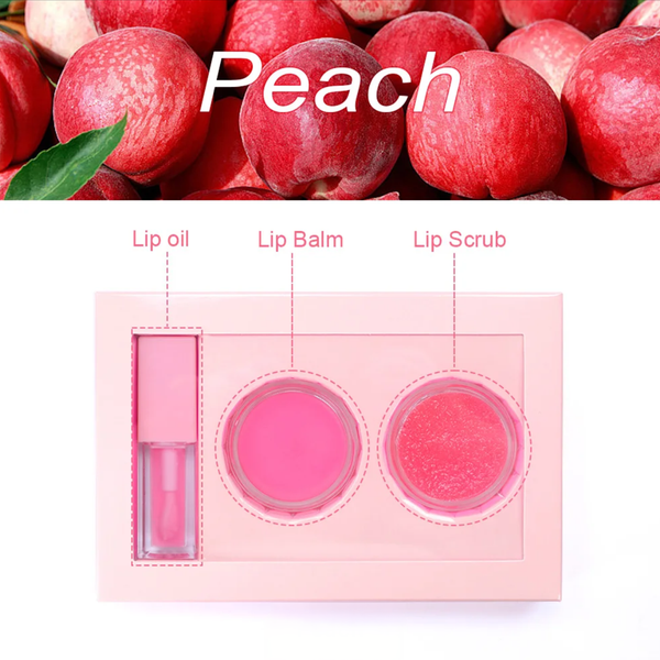 Nourishing, Moisturizing and Exfoliating Lip Care Trio, Organic Collagen Sugar Lip Scrub, Hydrating Lip Mask and Lip Oil Kit, Lip Care Set 7 Flavors