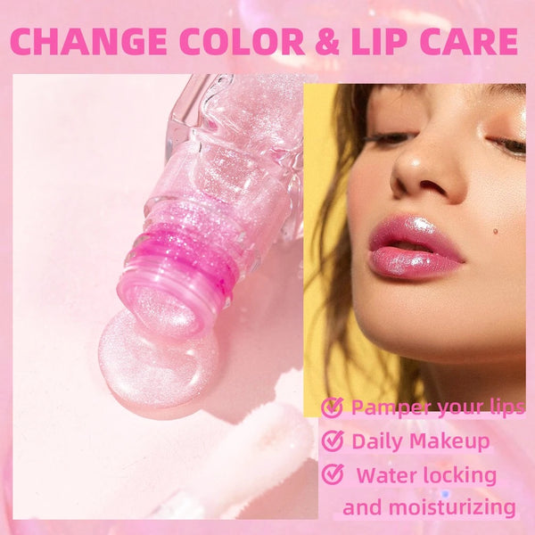 Clear Plumping Lipgloss, Moisturizing Fruity Tinted Color Changing Lip Oil
