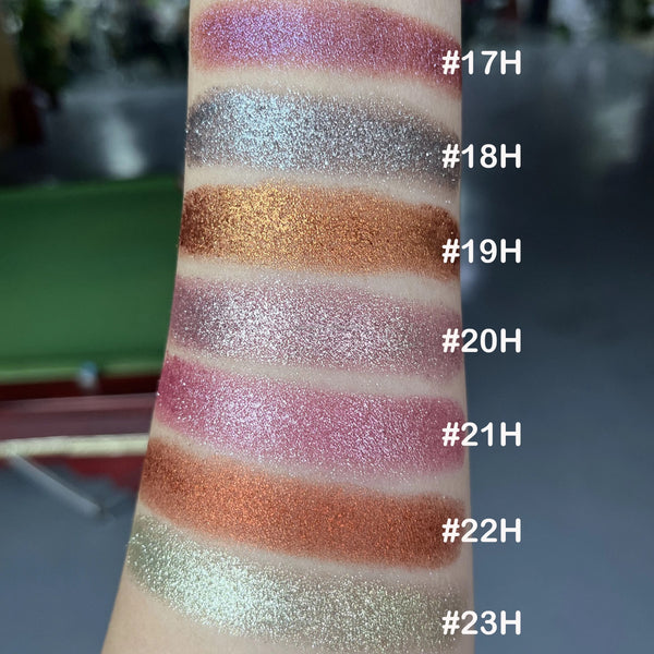 Custom Clear Packaging, DIY Highly Pigmented, Buttery Texture, Sparkle Metallic, Golden Bronze Champagne Shimmer Diamond Single Eyeshadow Palette. 23 Shades