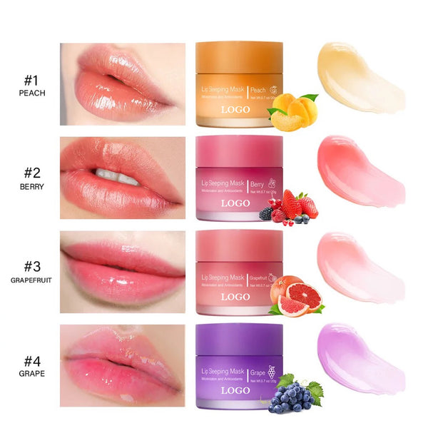 Antioxidant, Deep Hydration Lip Balm Chapstick Lip Sleeping Mask, Nourishing, Moisturizing Collagen Lip Sleeping Mask. 4 Flavors