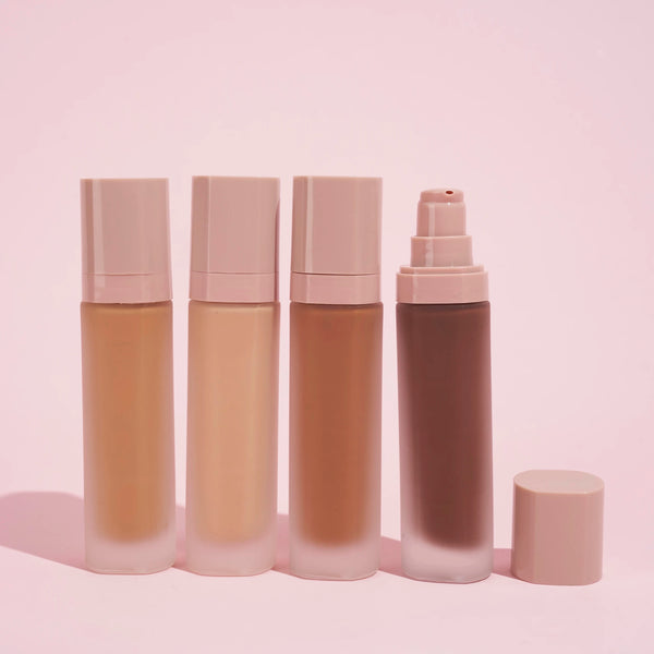 Black Pump Bottle Matte Cream Foundation 30ml Full Coverage Makeup Base, Long Lasting Waterproof Concealer, Custom Liquid Foundation 18 Shades