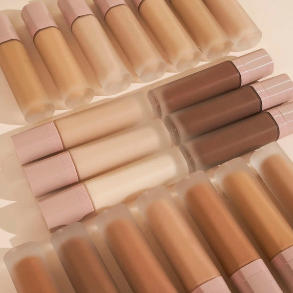 Black Pump Bottle Matte Cream Foundation 30ml Full Coverage Makeup Base, Long Lasting Waterproof Concealer, Custom Liquid Foundation 18 Shades
