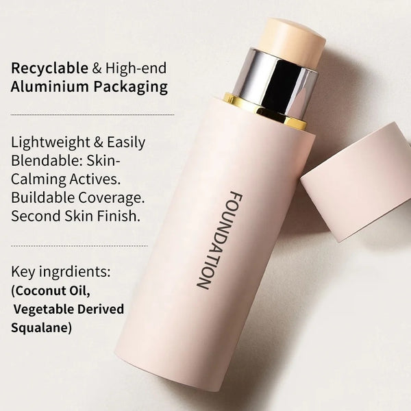 Waterproof Full Coverage Concealer Stick Silky Foundation in Silver/ Pink Aluminum Can