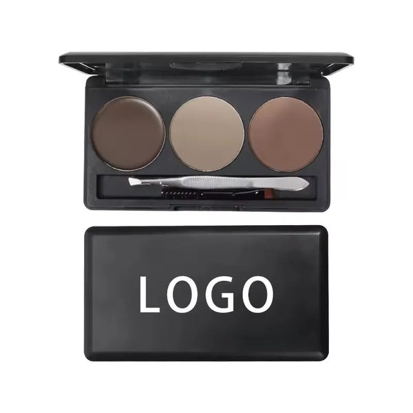 Professional 3 Shade Eyebrow Powder Pigments Waterproof Eyebrow Stencils Enhance Powder Shaping Makeup Palette , Eyebrow Powder, Stencils, Tweezers and 2-in-1 Spoolie Brush