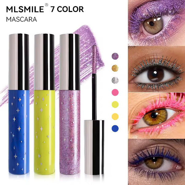 Waterproof Long Lasting High Pigmented/ Sparkle Glitter Colored Mascaras 7 Colors
