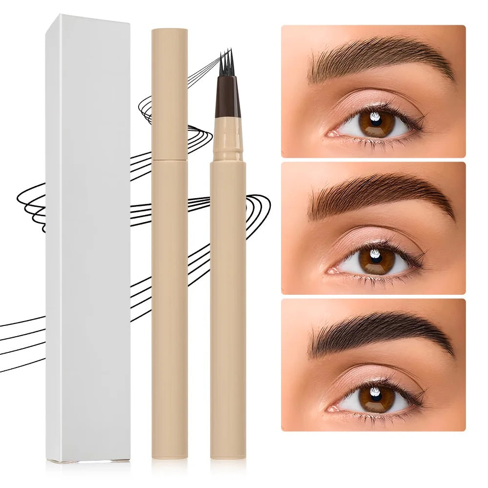 Custom Beige Packaging, Waterproof, Sweat Resistant, Natural, Ultra Precise, Fine Brush, 4 Micro-Fork Tip Applicator, Eyebrow Pencil. 6 Shades