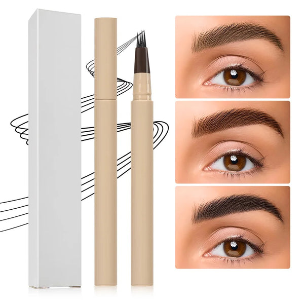 Custom Beige Packaging, Waterproof, Sweat Resistant, Natural, Ultra Precise, Fine Brush, 4 Micro-Fork Tip Applicator, Eyebrow Pencil. 6 Shades