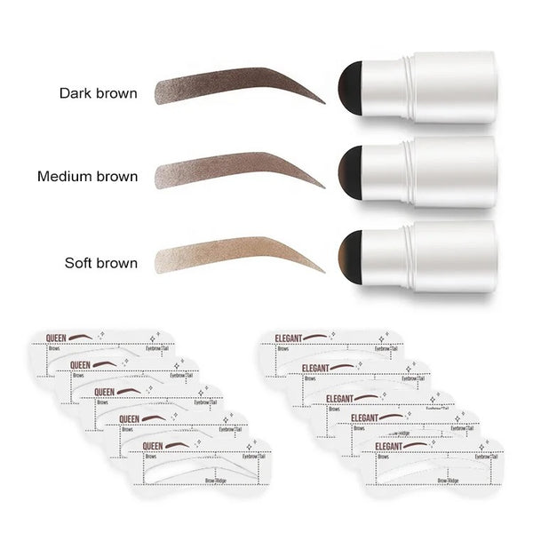 Waterproof Makeup Brow Tinting Kit Eyebrow Stencil Stamp Kit 3 Shades