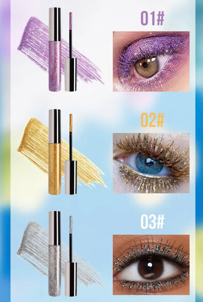 Waterproof Long Lasting High Pigmented/ Sparkle Glitter Colored Mascaras 7 Colors