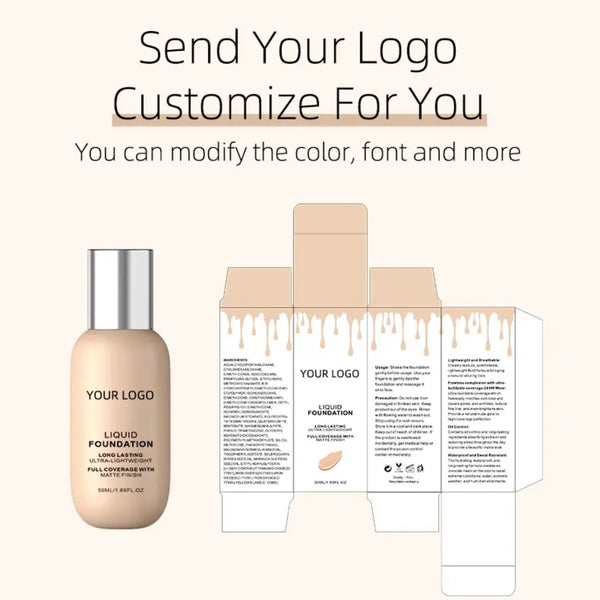 Custom Liquid Foundation Makeup Brush Kit, SPF Full Coverage Waterproof Concealer  Foundation Makeup with Brush