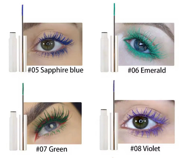 Pop of Color High Pigmented Waterproof Eyelash Curling, Lengthening Multicolor Mascara 12 Shades