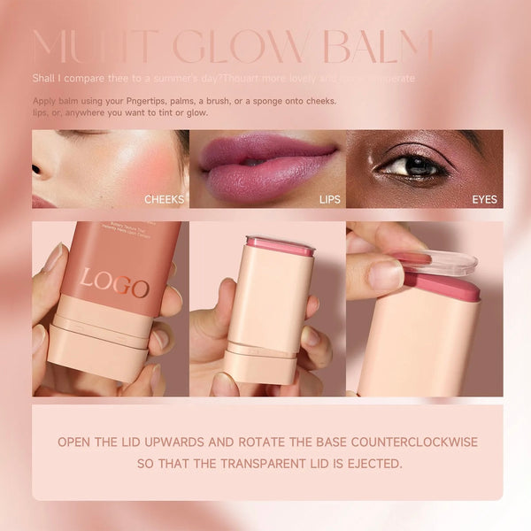 Rose Gold High Pigment Long Lasting Waterproof Cream Glow Blush Stick. 3 Shades
