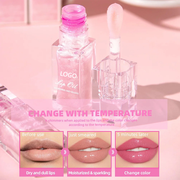 Clear Plumping Lipgloss, Moisturizing Fruity Tinted Color Changing Lip Oil