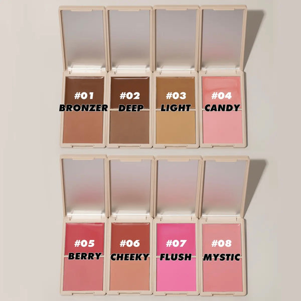 Long Lasting Cheek Lip Bronzer, Creamy Blush Palette, 2-in-1 Cream and Powder Blush Duo