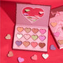 Cute Pink High Pigmented Heart Eyeshadow Palette with Mirror. 12 Shades.