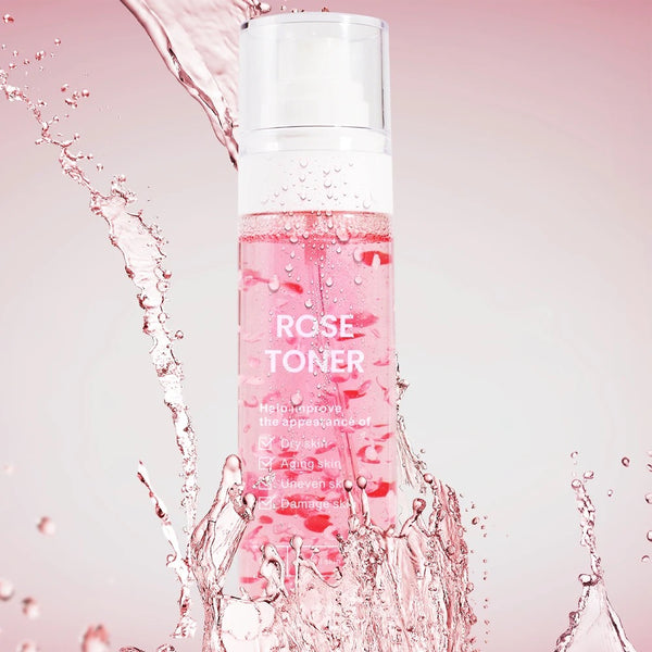 Custom Korean Moisturizing Organic Rose Water Facial Mist Toner with Real Fresh Rose Petals