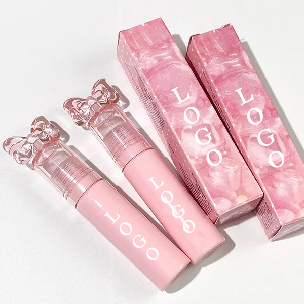 Custom Girly Pink Bow Packaging, Mirror Lip Glaze Liquid Lipstick, Moisturizing Lip Gloss. 6 Shades