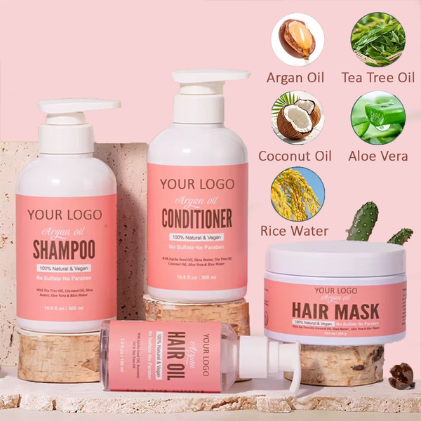 Organic Clean Argan Oil Anti-dandruff Moisturizing/Nourishing  Hair Volumizing/ Growth/ Thickening and Repair Shampoo, Conditioner, Hair Mask and Hair Oil Set