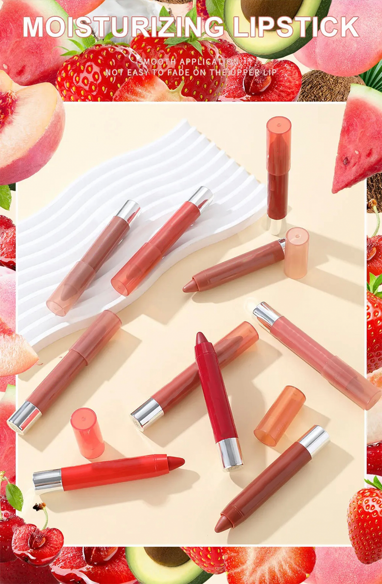Custom Moisturizing Lipgloss Lip Liner, Long Lasting Smooth Nude Lipstick Crayon. 12 Shades